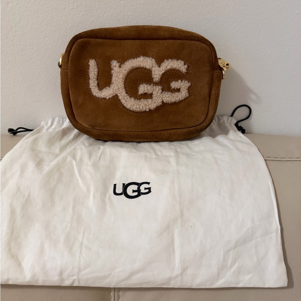UGG Brown Crossbody Bag with Shearling Detail